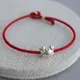 La Monada-Bracelet en Fil Rouge Crabe pour Femme Corde en Argent Pur 999 18/21cm 999