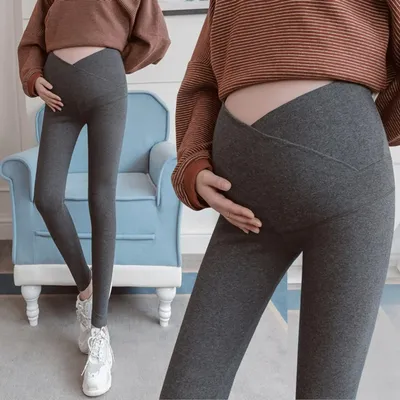 FJPants-Leggings en coton taille basse pour femmes enceintes vêtements de ventre mode automne et