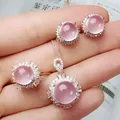 Ensemble de bijoux en cristal de quartz rose pour femmes ensembles de bijoux diamants pierres