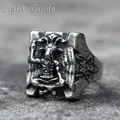 Bague en acier inoxydable SION L pour hommes bague vintage bague tête de mort sûre punk rock