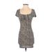 Shein Casual Dress - Bodycon: Tan Animal Print Dresses - Women's Size X-Small - Print Wash