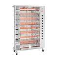 Rotisol USA FF1175-8G-SS FauxFlame Gas 8 Spit Commercial Rotisserie w/ 40 Bird Capacity, Liquid Propane, Floor Model, 40-Chicken Capacity, Silver, Gas Type: LP, 208/230 V