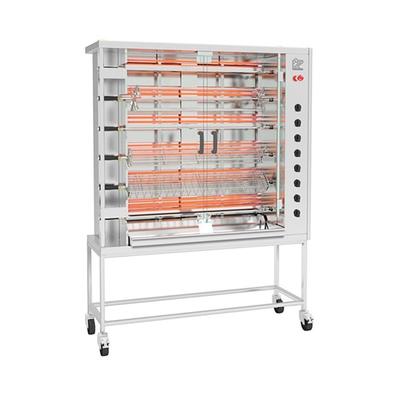 Rotisol USA FF1425-6E-SS Electric 6 Spit Commercial Rotisserie w/ 36 Bird Capacity, 208-230v/3ph, Silver