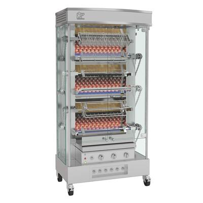 Rotisol USA MF975-6G-SS Gas 6 Spit Commercial Rotisserie w/ 18 Bird Capacity, Natural Gas, Floor Model, 18-Chicken Capacity, Silver, Gas Type: NG, 208/230 V