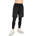 Kids 2 in 1 Running Pants Shorts with Pockets Gym Short Compression Tights Training Sweatpants Basketball Tights Pants Workout