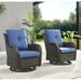 PARKWELL Patio Rocking Swivel Cushioned Chairs Set of 2 Wicker Glider Rocker for Porch Balcony Backyard Apartment Blue