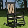 OTSUN Outdoor Wood Porch Rocking Chair Black & Brown Color Weather Resistant Finish