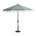 7-1/2' Round Designer Umbrella - Resort Stripe Glacier, Natural Teak - Frontgate Resort Collection™