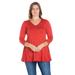 Three Quarter Sleeve V Neck Plus Size Tunic Top