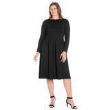 Long Sleeve Fit and Flare Plus Size Midi Dress