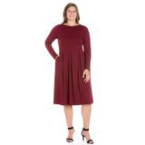 Long Sleeve Fit and Flare Plus Size Midi Dress