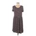 Roxy Casual Dress - A-Line Scoop Neck Short sleeves: Burgundy Print Dresses - Women's Size Medium