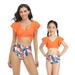 Ma&Baby Women and Girls Swimsuit Two-Piece Bikini Set Family Matching Beach Bathing Suits Swimwear