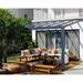 Canopia Stockholm 11' D Acrylic Clear/Gray Stationary Slope Patio Awning Wood in Brown | 128 H x 130 W x 204 D in | Wayfair 705873
