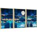 Loon Peak® Mountain Wall Art - 3 Piece Floater Frame Rectangle Print Set on Canvas Canvas, Metal in Blue | 16.3 H x 36.3 W x 1.65 D in | Wayfair