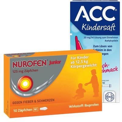 Nurofen Junior 125 mg Zäpfchen + ACC Kindersaft 1 St Set Image
