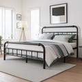 Ebern Designs Ableton Heavy-Duty Anti-Sway 18-inch Steel Tube Iron Bed w/ Headboard Under the Bed for Storage Metal in Brown | Wayfair