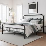 Williston Forge Amylia Heavy-Duty Anti-Sway 18-inch Steel Tube Iron Bed w/ Headboard Under the Bed for Storage Metal in Brown | Wayfair