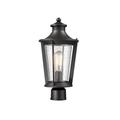 Winston Porter Jayime 1 -Light 17.2" H Hardwired Lantern Head Glass, Wood in Black | 17.2 H x 8.25 W x 8.25 D in | Wayfair