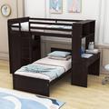 Harriet Bee Gabrielah Twin Size 2 Drawer Loft Bed w/ a Stand Alone Bed, Desk & Wardrobe | 65 H x 78 W x 87 D in | Wayfair