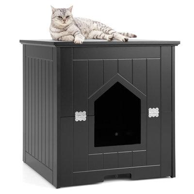 Tucker Murphy Pet™ Cat Litter Box Enclosure W/Flip Magnetic Half Door Hidden Litter Box Enclosure White Manufactured Wood in Gray | Wayfair