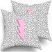 Latitude Run® Annaleigha 100% Cotton Throw Square Pillow Cover Cotton in Black/Pink/White | 18 H x 18 W x 1 D in | Wayfair