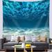 Bleu Ocean Tapestry Underwater Bright Bottom and Wavy Surface for Living Room Home Decor 79 W x 59 H