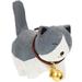 Adorable Wood Carving Cat Artware Desktop Kitten Shape Ornament Bell On Neck Cat Statue Decor