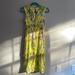 Anthropologie Dresses | Anthropologie Yellow, Flower Dress. Double Slit, Size 2 | Color: Yellow | Size: 2