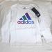 Adidas Shirts & Tops | Adidas Girls Long Sleeve Vent Graphic Tee Tshirt Size 4 White Pink New With Tags | Color: White | Size: 4g