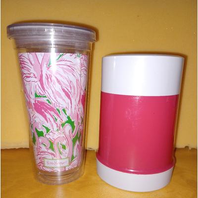 Lilly Pulitzer Dining | Flamingo Hot Pink 2pc 20 Oz Tumbler & 10 Oz Thermo. (020823e) | Color: Pink | Size: 20 Oz Tumbler & 10 Oz Thermo