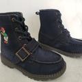 Polo By Ralph Lauren Shoes | New *Polo Ralph Lauren* Boys Ranger High Ii Navy Blue Leather Bear Boots Size 9 | Color: Blue | Size: 9b
