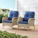 Red Barrel Studio® Kurdt Carlos Patio Chair w/ Cushions Wicker/Rattan in Gray/Blue | 33 H x 28.5 W x 30 D in | Wayfair