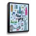 Winston Porter Travel NYC Blue Gallery Wrapped Canvas Canvas, Cotton in Blue/Pink/Yellow | 14 H x 14 W x 2 D in | Wayfair