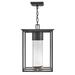 Birch Lane™ Marilee 1 -Bulb 17.75" H Outdoor Hanging Lantern Glass in Black | 17.75 H x 12 W x 12 D in | Wayfair 0F9D9A168FEE4DF7BFC74DCEB2E61E59