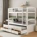 Filipp Twin over Twin Solid Wood Standard Bunk Bed w/ Trundle by Harriet Bee Wood in White | 67 H x 42.4 W x 80.7 D in | Wayfair