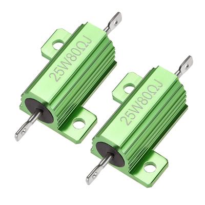 25W 80 Ohm 5% Aluminum Housing Resistor Wirewound Resistor Green Tone 2 Pcs