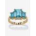 Women's Yellow Gold-Plated Simulated Emerald Cut Birthstone Ring by PalmBeach Jewelry in December (Size 10)