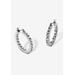 Women's Birthstone Inside-Out Hoop Earrings In Silvertone (31Mm) by PalmBeach Jewelry in April