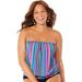 Plus Size Women's Bandeau Blouson Tankini Top by Swimsuits For All in Multi Stripe (Size 12)
