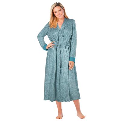 Plus Size Women's Marled Long Duster Robe by Dreams & Co. in Deep Teal Marled (Size 22/24)