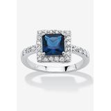 Women's Simulated Birthstone and Crystal Halo Ring in Sterling Silver by PalmBeach Jewelry in September (Size 7)