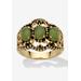 Women's Yellow Gold-Plated Antiqued Genuine Green Jade Ring by PalmBeach Jewelry in Jade (Size 5)