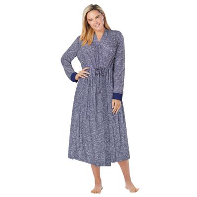 Plus Size Women's Marled Long Duster Robe by Dreams & Co. in Evening Blue Marled (Size 14/16)