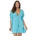 Plus Size Women's Vienna Ruffle Cover Up Tunic by Swimsuits For All in Crystal Blue (Size 6/8)