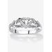 Women's Platinum & Silver Promise Ring with Diamond-Accent by PalmBeach Jewelry in White (Size 9)