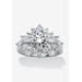 Women's Platinum Plated Round Cluster Ring Cubic Zirconia (3 5/8 cttw TDW) by PalmBeach Jewelry in Platinum (Size 7)