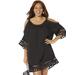 Plus Size Women's Vera Crochet Cold Shoulder Cover Up Dress by Swimsuits For All in Black (Size 6/8)