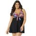 Plus Size Women's Tie Front V-Neck Swimdress by Swimsuits For All in Sparkler Leaf Print (Size 16)