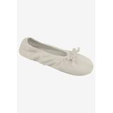 Women's Stretch Satin Ballerina Slippers by MUK LUKS in Ivory (Size MEDIUM)